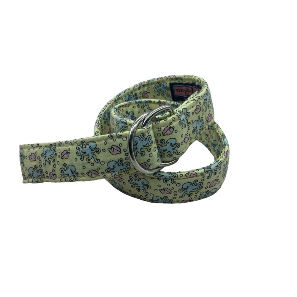 Vineyard Vines D-Ring Belt Kid Size Small 100% Cotton Octopus Shells Multicolor